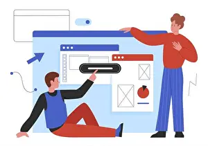 Split Prints: Web design development, website project process creation vector illustration