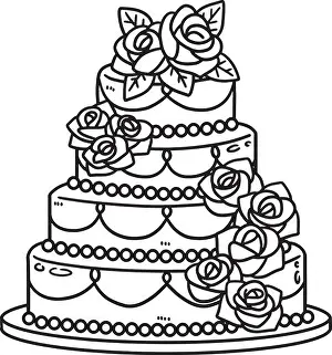 Blessed Prints: Wedding Cake Isolated Coloring Page for Kids