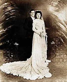 Lace Prints: A wedding portrait of a young couple circa 1946