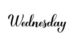 Wednesday calligraphy hand lettering isolated on white. Handwritten typography poster. Vector template for banner, sticker, t-shirt, etc