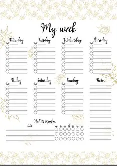 Weekly Prints: Weekly planner template isolated