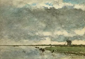 Early 20th Prints: Weissenbruch Jan Hendrik - Polderlandschap Met Vee