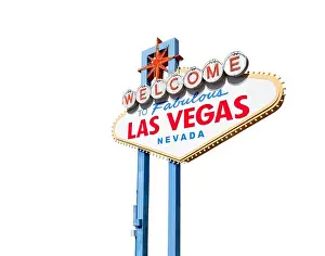 Welcome to Fabulous Las Vegas sign isolated with clipping path