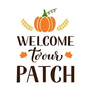 Harvest Festival Prints: Welcome to our patch quote with hand drawn pumpkin