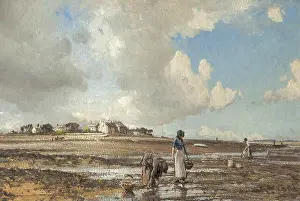 Early 20th Prints: Wells William Page Atkinson - the Mussel Gatherers at Sunderland Point Lancashire