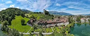 Guest Prints: Werdenberg, Switzerland - 14 July 2024: drone view at the village of Werdenberg on Switzerland