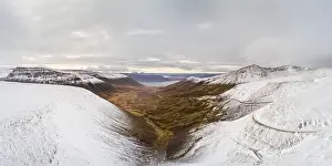 Survive Prints: West fjords of Iceland aerial panorama of snow line at fjord