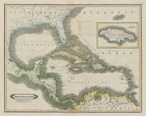 Curry Prints: West India Islands. Caribbean. La Salle settlement in Texas. LIZARS 1842 map