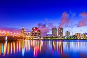 Images Dated 16th July 2017: West Palm Beach, Florida, USA downtown cityscape
