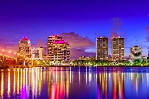 Images Dated 16th July 2017: West Palm Beach, Florida, USA downtown cityscape