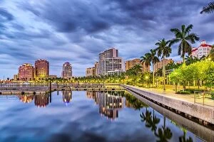 Images Dated 4th April 2016: West Palm Beach, Florida, USA downtown skyline on the waterway
