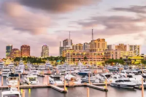 West Palm Beach, Florida, USA downtown skyline at dusk