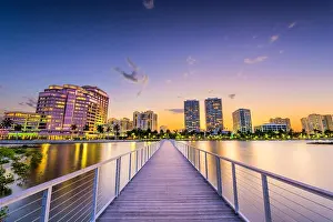 West Palm Beach, Florida, USA downtown skyline on the intracoastal waterway