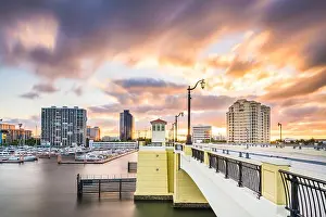 Intracoastal Prints: West Palm Beach, Florida, USA skyline on the Intracoastal Waterway at twilight