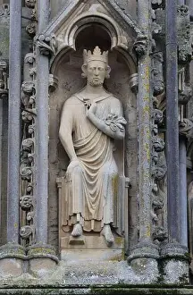 Somerset Prints: West Front of Wells Cathedral, one the largest galleries of medieval sculptures in the world