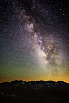 Milky Way Prints: The western arm of the milky way galaxy rises over Glacier Divide in the John Muir Wilderness near Bishop