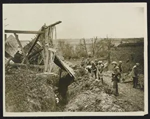 Collapse Prints: The Western Front in France Description: A house shelled falls on a trench Annotation: The Western Front in France