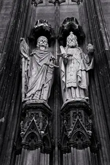 Medieval Architecture Prints: At the western portal of Cologne Cathedral are this two famous figures of history