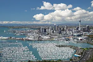 Sails Prints: Westhaven Marina Auckland North Island New Zealand Aerial