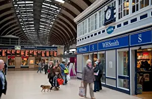 WH Smith shop store exterior on York Railway Train Station Concourse York North Yorkshire England UK United Kingdom GB