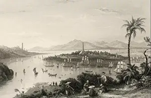 1858 Prints: Whampoa, from Dane's Island — drawing by