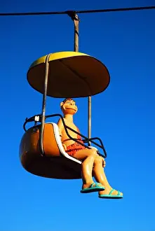 Theme Park Prints: A whimsical rider on the Sky Glider in Santa Cruz