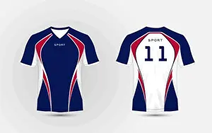 White Vector Vectors Prints: White, Blue and red pattern sport football kits, jersey, t-shirt design template