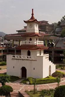 Himalayan Prints: White building on central Indira Market Square Mandi Himachal Pradesh India
