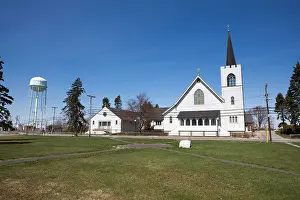 New Hampshire Prints: A white church in Hampton Beach, New Hampshire, USA