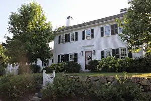 Shutters Prints: White colonial home with black shutters