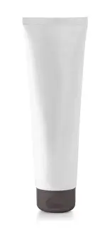 Lotion Prints: The White Cosmetic tube with Red lid of Cream or Gel isolated on white background