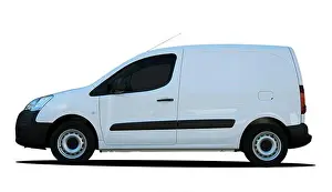 Delivering Prints: White delivery van side view. White commercial vehicle isolated on white background