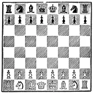 Board Game Prints: White game. Starting position of the game in double chess, , (encyclopedia, 1893)