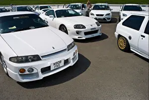 Exhaust Prints: white modified cars at max power modified car show