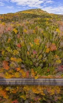South Street Prints: White Mountain National Forest fall foliage on Kancamagus Highway near Hancock Notch aerial view