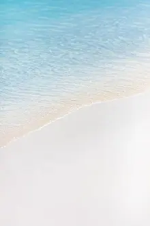 Beach Landscape Prints: White sand beach and blue sky. Idyllic tropical nature pattern