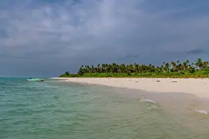 Group Of Islands Prints: White sand beach, Tinnakara island, Lakshadweep archipelago, Union territory of India