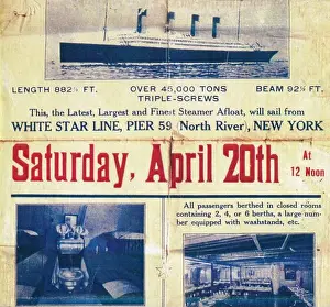 Liner Prints: White Star Line poster to promote the Titanic's return trip from New York, 1912