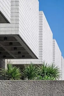 White-tiled exterior of Barbican Centre, City of London, UK