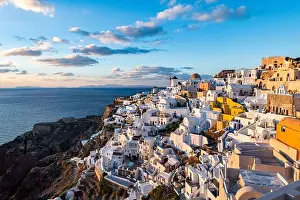 Cyclades Prints: Whitewashed architecture at sunset