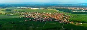 Vinery Prints: Wide aerial high resolution panoramic view of sunset over the green valley of vineyards