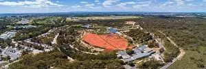 Travel Locations Prints: Wide aerial panorama of Australian Desert display at Royal Botanic Gardens in Cranbourne
