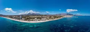 Panoramic Photo Prints: Wide angle aerial drone photo of the Spanish town of L'Albir in Spain Alicante showing the beach front on a sunny