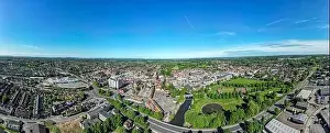 Big Blue Prints: Wide Angle Aerial view of Newbury Town from the Victoria Park facing West