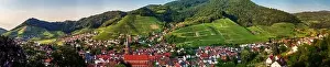 Feudal Prints: Wide hires panoramic landscape view of green valley in Schwartzwald