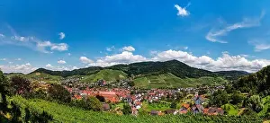 Feudal Prints: Wide hires panoramic landscape view of green valley in Schwartzwald