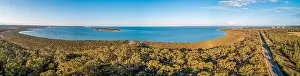 Bittern Prints: Wide panorama coastal wetlands at Western Port Bay in Victoria, Australia