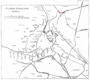 Railroads Prints: The Wien Eisenbahn Verkehrskarte is a railway transport map from 1911