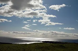 Calm Sea Prints: Wigtown Bay and a distant view of the Isle of Man viewed from Knockbrex near Gatehouse of Fleet Dumfries