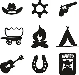 Wild West Prints: Wild West Icons Freehand Fill